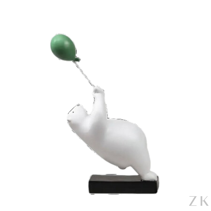 ESCULTURA URSO COM BALÃO VERDE 
