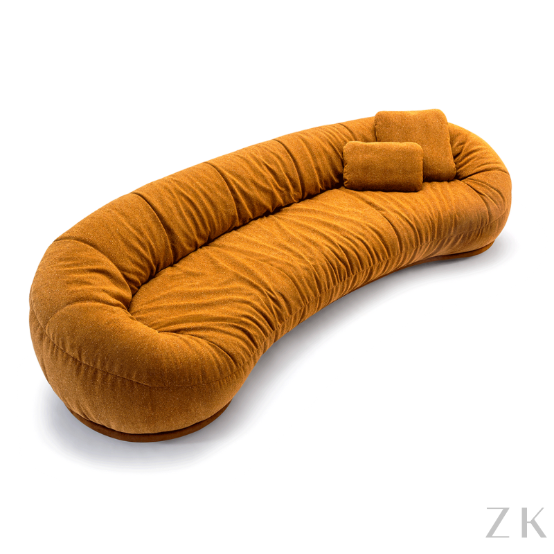 SOFÁ CURVO FIXO PLISSADO