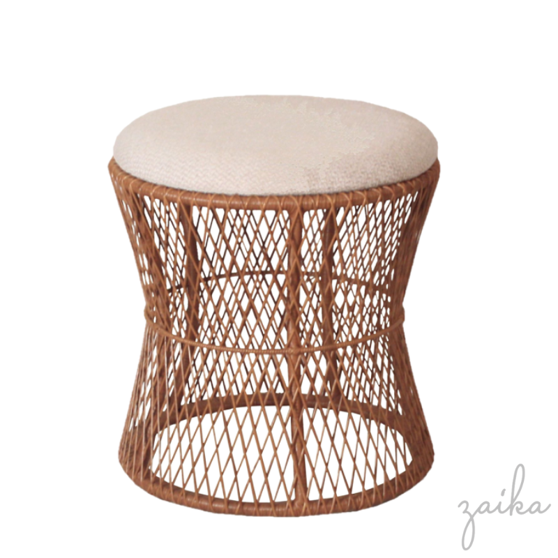 PUFF JUNCO NATURAL COM ASSENTO ESTOFADO  | ÁREA SEMI COBERTA